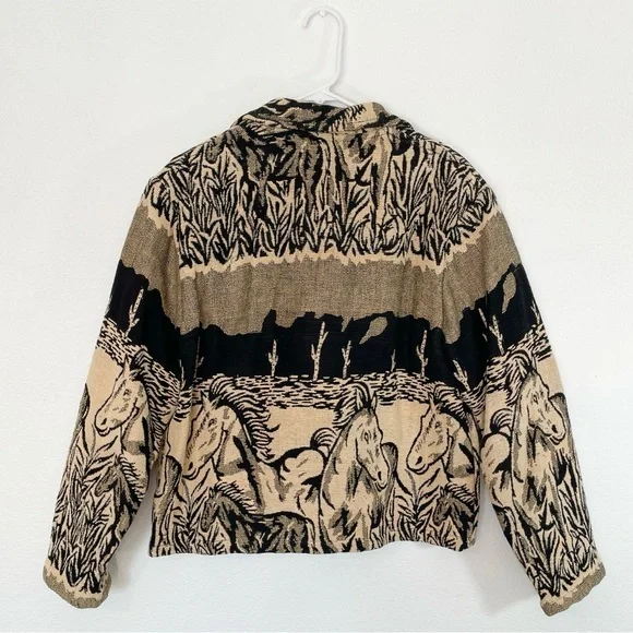 Vintage tan and black horses jacket - Picture 5 of 7